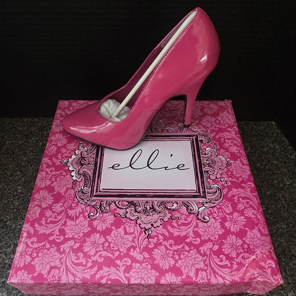 Ellie 511 Brande Pumps Women Size 7 Fuchsia Pink Patent 5" Heel Pointed Toe